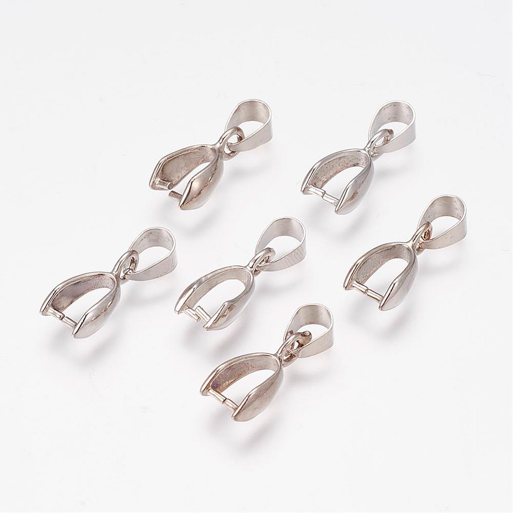 PandaHall Pinch Bails, Platinum Color, Size: about 7mm wide, 20mm long, Pinch: about 7mm wide, 14mm long, 8mm inner long, 5mm inner wide...