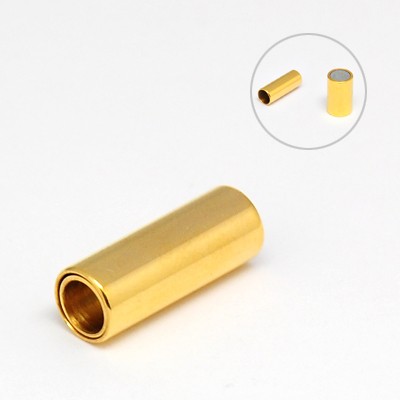 PandaHall 304 Stainless Steel Magnetic Clasps, Column, Golden, 16x6mm, Hole: 4mm Stainless Steel Column