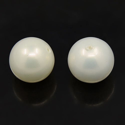 PandaHall Round Shell Pearl Beads Strands for Necklace Making, Grade A, White, about 16mm in diameter, hole: 0.8mm Shell Pearl Round White