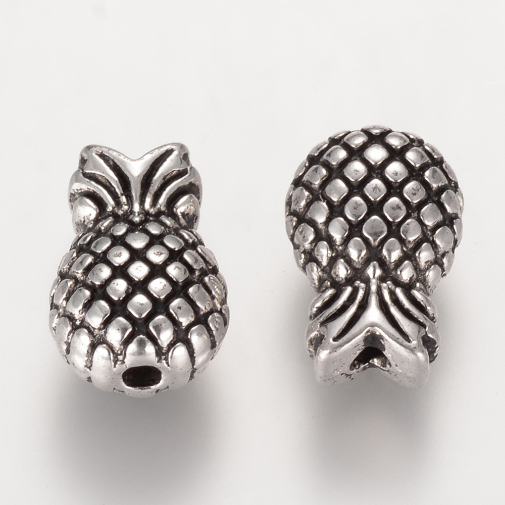 PandaHall Tibetan Style Alloy Beads, Pineapple, Lead Free & Cadmium Free, Antique Silver, 12.5x8.5x6.5mm, Hole: 2mm; about 470pcs/1000g...