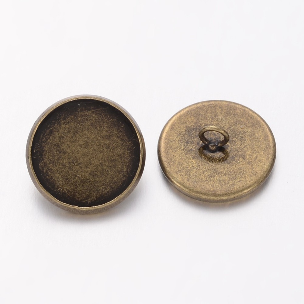 PandaHall Flat Round Brass Pendant Bezel Cabochon Settings for Glass Globe, Nickel Free, Antique Bronze, Tray: 14mm; 16x2mm, Hole: 2.5mm...