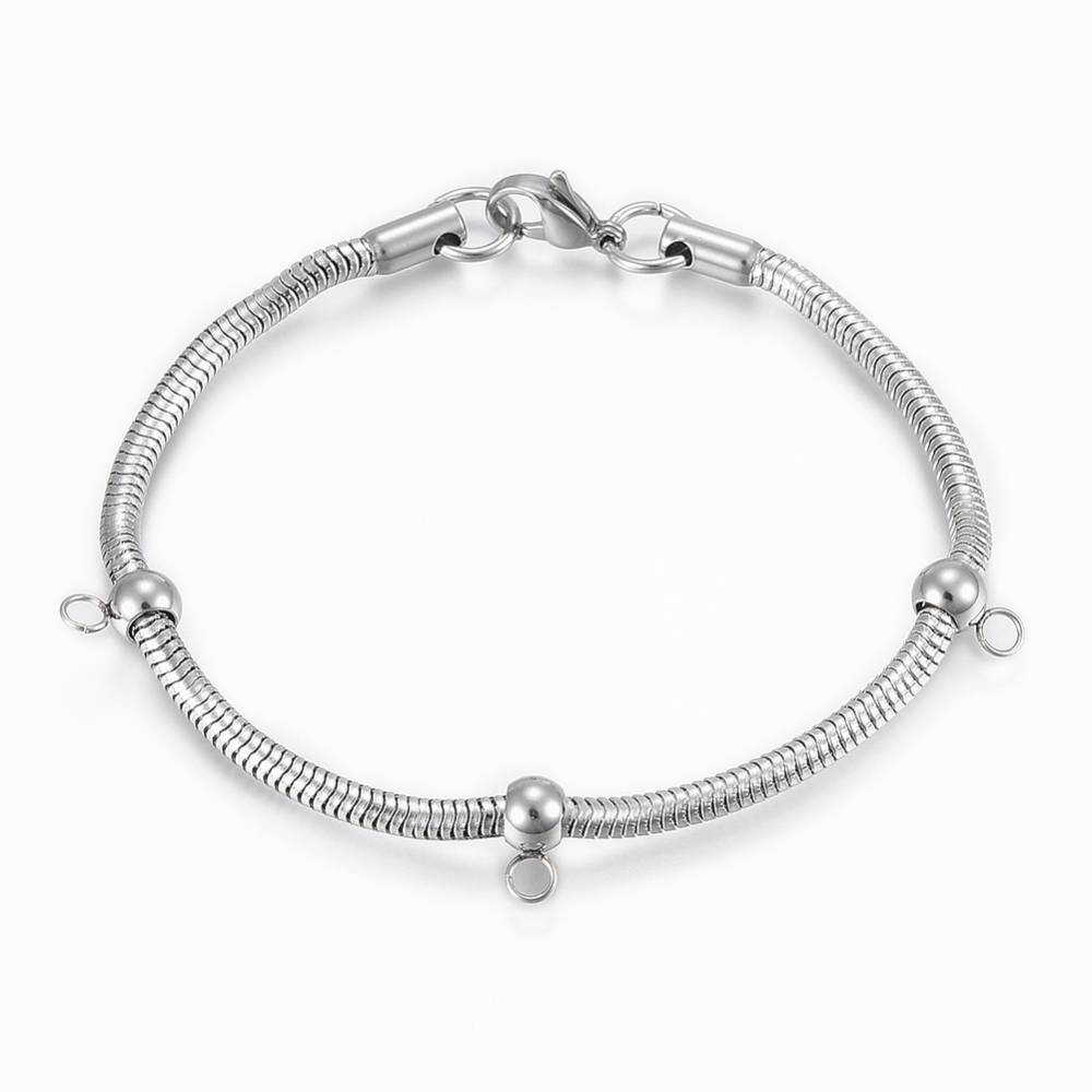 PandaHall 304 Stainless Steel Chain Bracelet Makings, with Lobster Claw Clasps, Stainless Steel Color, 7-7/8"(200x3~10x3~6mm, Hole: 3mm)...
