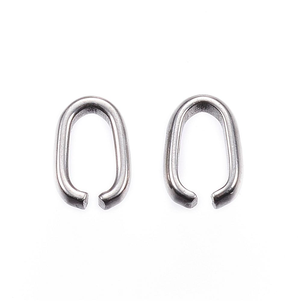 PandaHall 304 Stainless Steel Closed But not Soldered Jump Rings, Oval, Stainless Steel Color, 7x5x2mm Stainless Steel Oval
