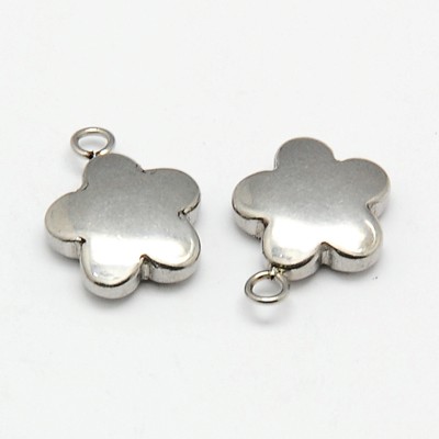 PandaHall 304 Stainless Steel Charms, Flower, Stainless Steel Color, 15x12x4mm, Hole: 2mm Stainless Steel Flower
