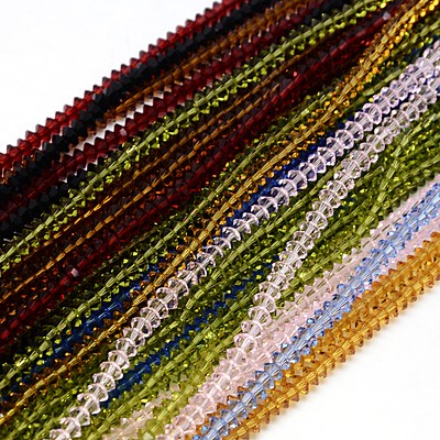 PandaHall Glass Beads Strands, Faceted, Bicone, Mixed Color, 6x3.5mm, Hole: 1mm Glass Bicone Multicolor