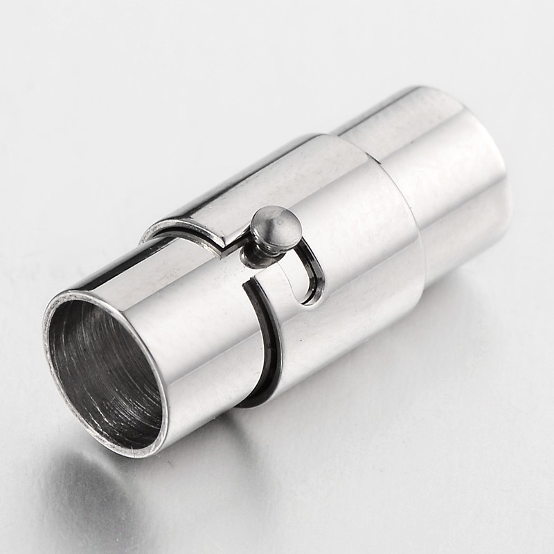 PandaHall 304 Stainless Steel Magnetic Screw Clasps, Column, 18x8mm, Hole: 6mm Stainless Steel Column