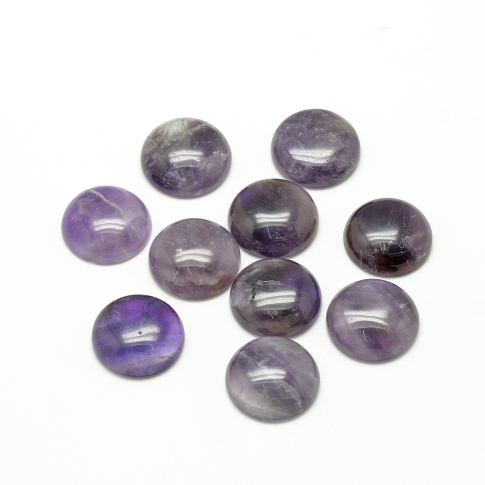 PandaHall Natural Amethyst Cabochons, Half Round/Dome, 10x4~5mm Amethyst Half Round