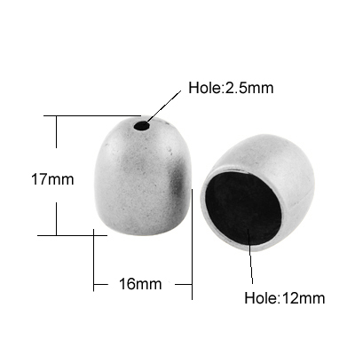 PandaHall Tibetan Style Cord End Caps, Lead Free, Antique Silver, 17x16mm, Hole: 2.5~12mm Alloy