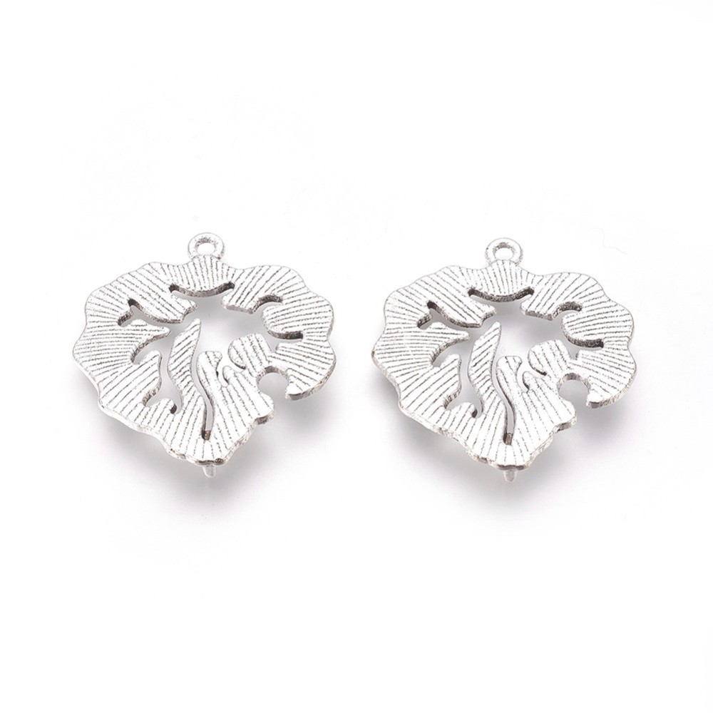 PandaHall Tibetan Alloy Pendants, Lead Free and Cadmium Free, Leaf, Antique Silver, 30x29x2mm, Hole: 1.5mm Alloy Leaf
