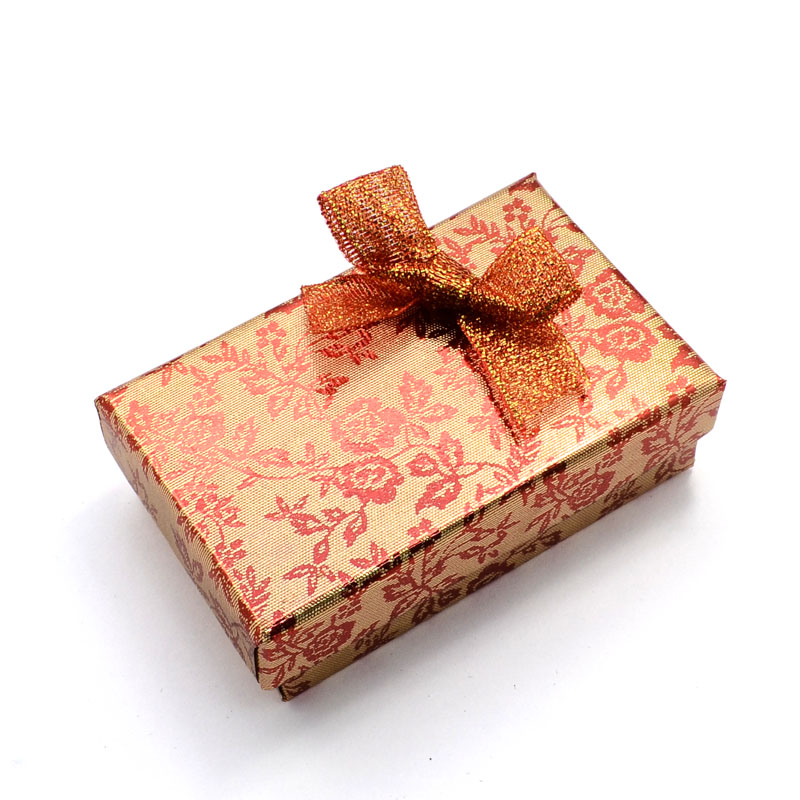 PandaHall Rectangle Cardboard Jewelry Set Boxes, with Bowknot Outside and Sponge Inside, for Rings and Earrings, LightSalmon, 83x53x27mm...