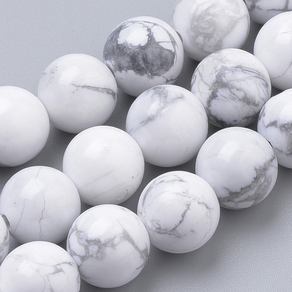 PandaHall Natural Howlite Beads Strands, Round, 8mm, Hole: 1mm; about 50pcs/strand, 15.7" Howlite Round
