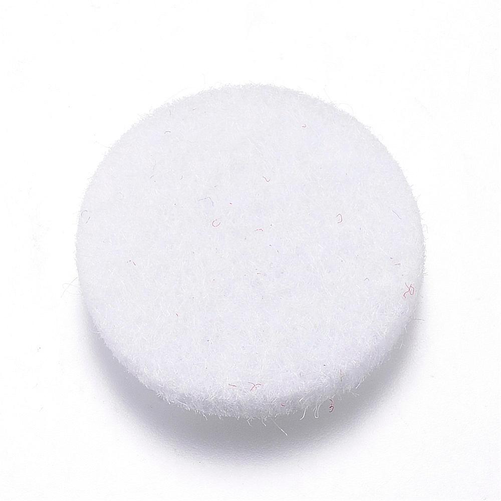 PandaHall Fibre Perfume Pads, Essential Oils Diffuser Locket Pads, Flat Round, White, 22x3mm Fibre White