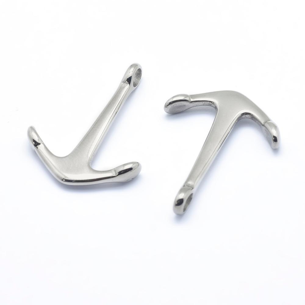 PandaHall 304 Stainless Steel Pendants, Anchor, Stainless Steel Color, 28.5x21.5x4mm, Hole: 4x3mm Stainless Steel Anchor & Helm