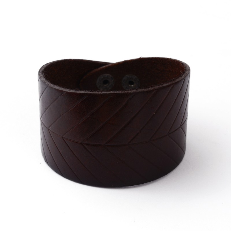 PandaHall Alloy Leather Bracelets, CoconutBrown, 220x45mm Leather Brown