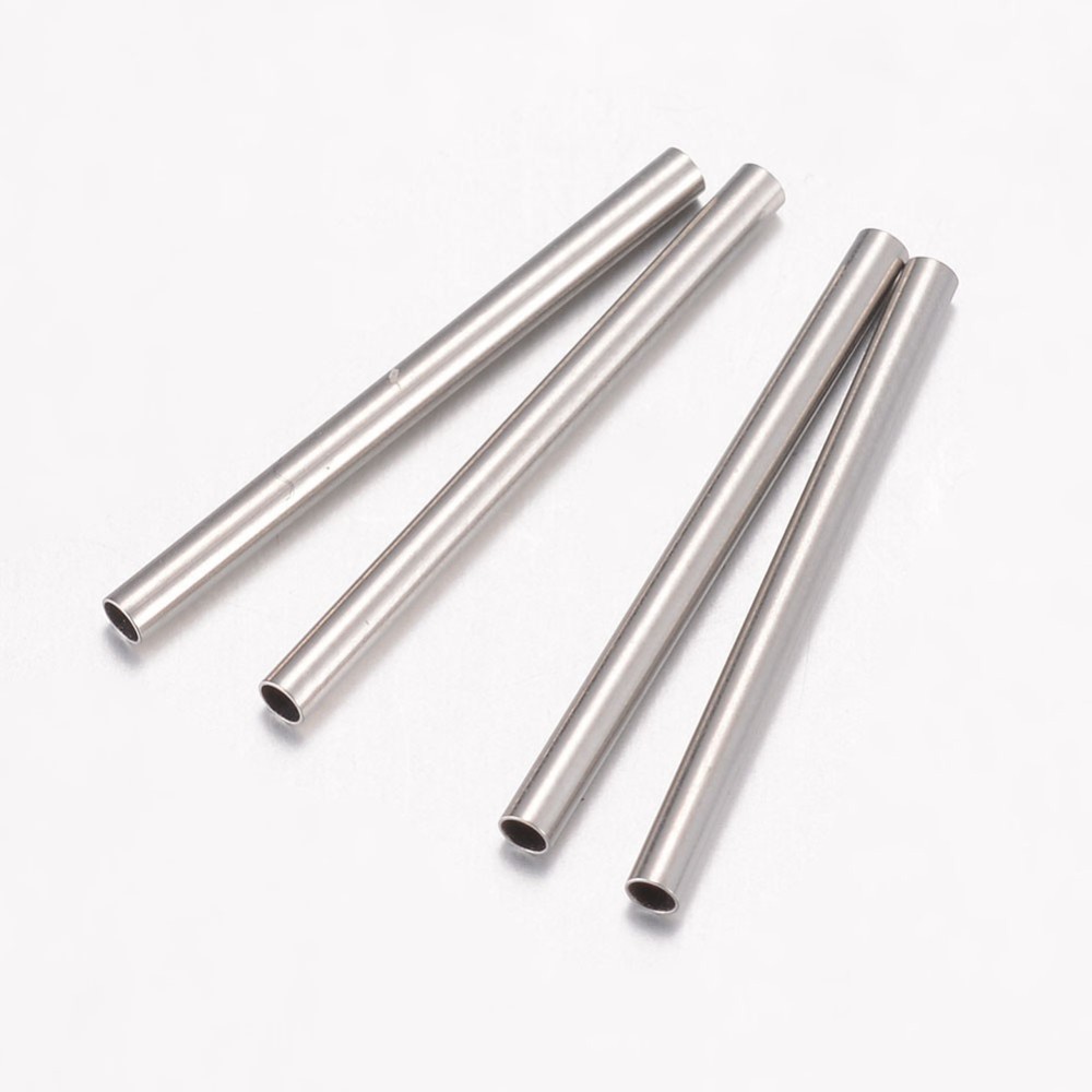 PandaHall 304 Stainless Steel Tube Beads, Stainless Steel Color, 20x1.5mm, Hole: 1mm Stainless Steel Tube