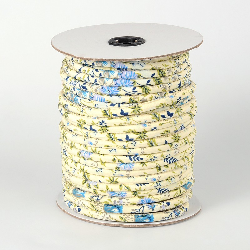 PandaHall Round Cloth Cord, LightGoldenrodYellow, 7x4.5mm; about 50yards/roll Cloth Yellow