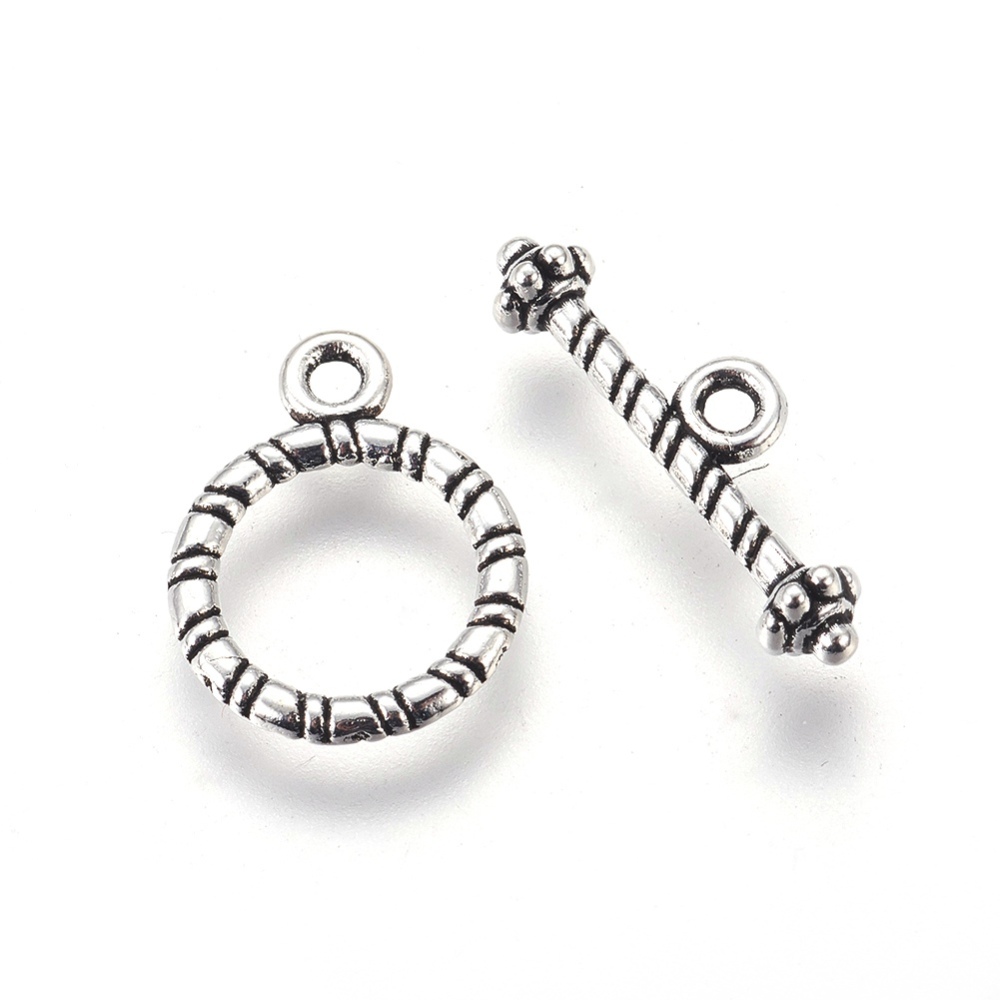 PandaHall Tibetan Silver Toggle Clasps, Lead Free, Cadmium Free and Nickel Free, Ring, Antique Silver, Ring: about 13mm wide, 16.5mm long...