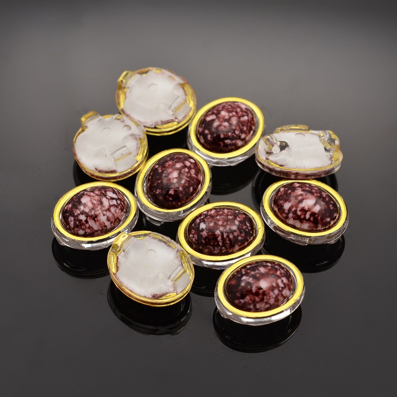 PandaHall Sew on Taiwan Acrylic, Garment Accessories, Oval,DarkRed,Golden,20.5x16x9mm, Hole: 1mm Acrylic Oval Red