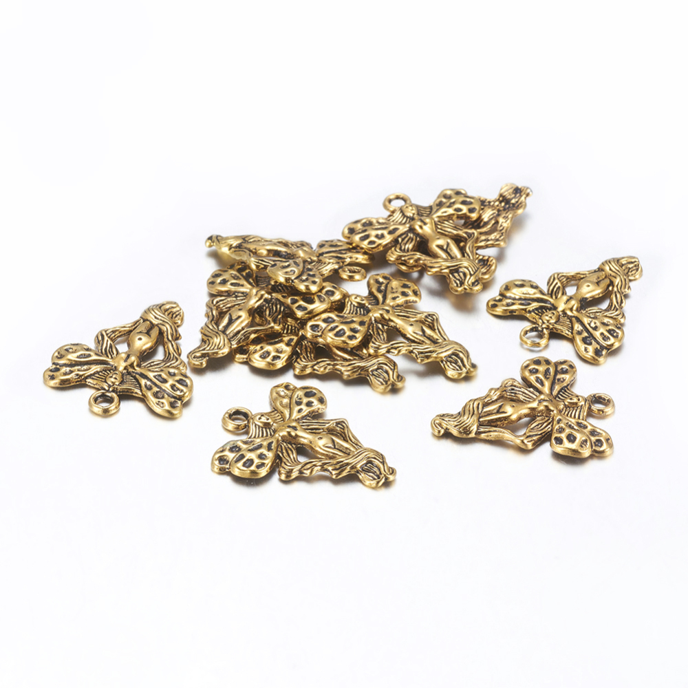 PandaHall Tibetan Style Pendants, Cadmium Free & Lead Free, Angel, Cadmium Free & Lead Free, Antique Golden, 23x19x2mm, Hole: 2mm Alloy...