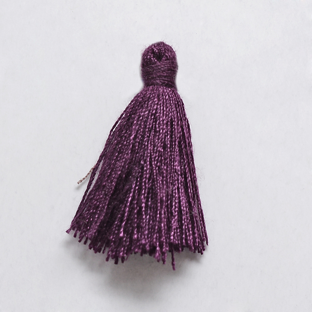 PandaHall Handmade Cotton Tassel Decorations, Pendant Decorations, Indigo, 29~35mm Cotton Purple