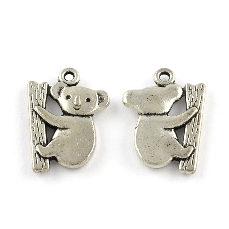 PandaHall Tibetan Style Zinc Alloy Pendants, Lead Free & Cadmium Free, Koala, Antique Silver, 19.3x14.5x2mm, Hole: 1.5mm Alloy Animal