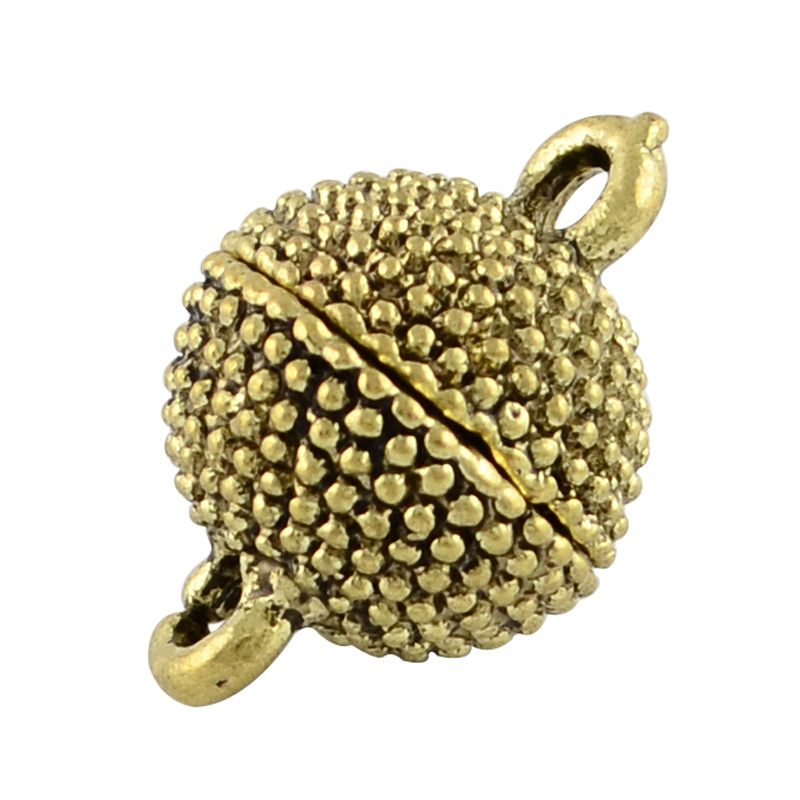 PandaHall Round Alloy Magnetic Clasps, Antique Golden, 15x10mm, Hole: 2mm Alloy Round