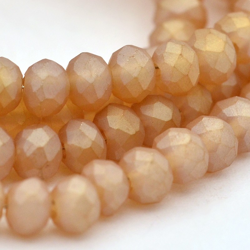 PandaHall Full Rainbow Plated Faceted Rondelle Glass Beads Strands, Frosted, SandyBrown, 3x2mm, Hole: 1mm; about 150pcs/strand, 14.9" Glass...
