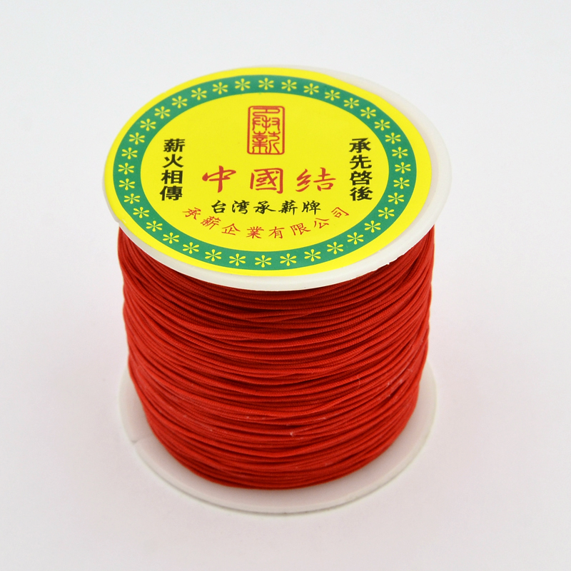 PandaHall Round String Thread Polyester Fibre Cords, Red, 0.7mm, about 100m/roll Polyester Red