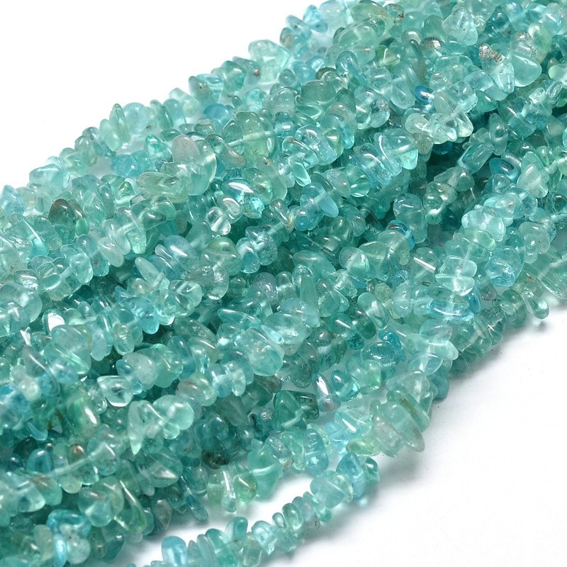 PandaHall Natural Apatite Chip Beads Strands, 5~14x4~10mm, Hole: 1mm; about 15.5"~16.1" Apatite Chip
