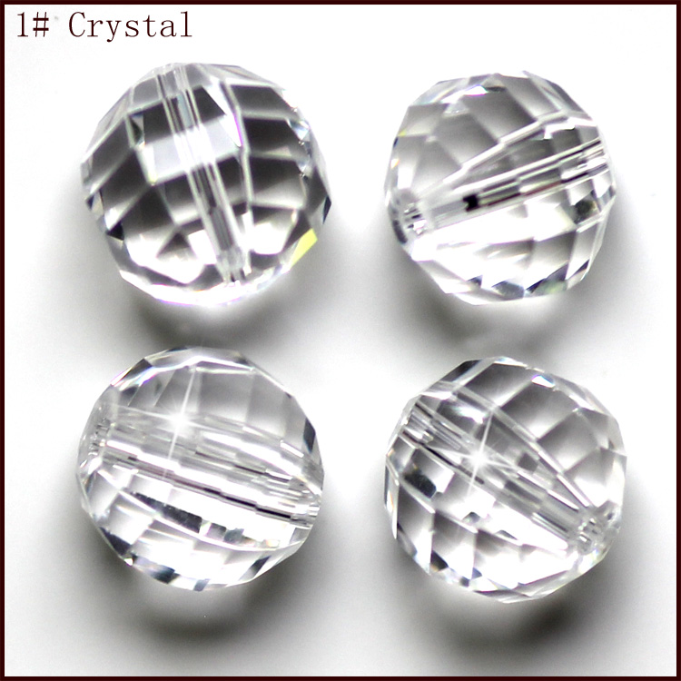 PandaHall Imitation Austrian Crystal Beads, Grade AAA, Faceted, Round, Clear, 10mm, Hole: 0.8~1.1mm Glass Round Clear