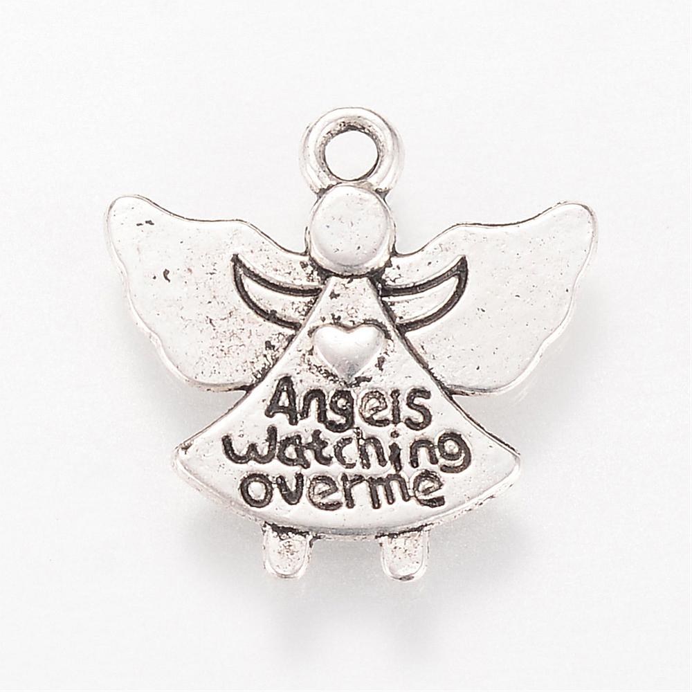 PandaHall Tibetan Style Alloy Pendants, Angel, Lead Free & Cadmium Free, Antique Silver, 19x19x2mm, Hole: 2mm; about 690pcs/1000g Alloy...