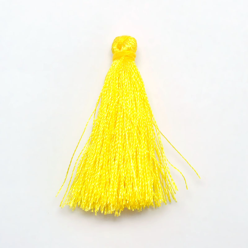 PandaHall Polyester Tassel Pendant Decorations, Yellow, 37~43x5mm; about 200pcs/bag Polyester Yellow