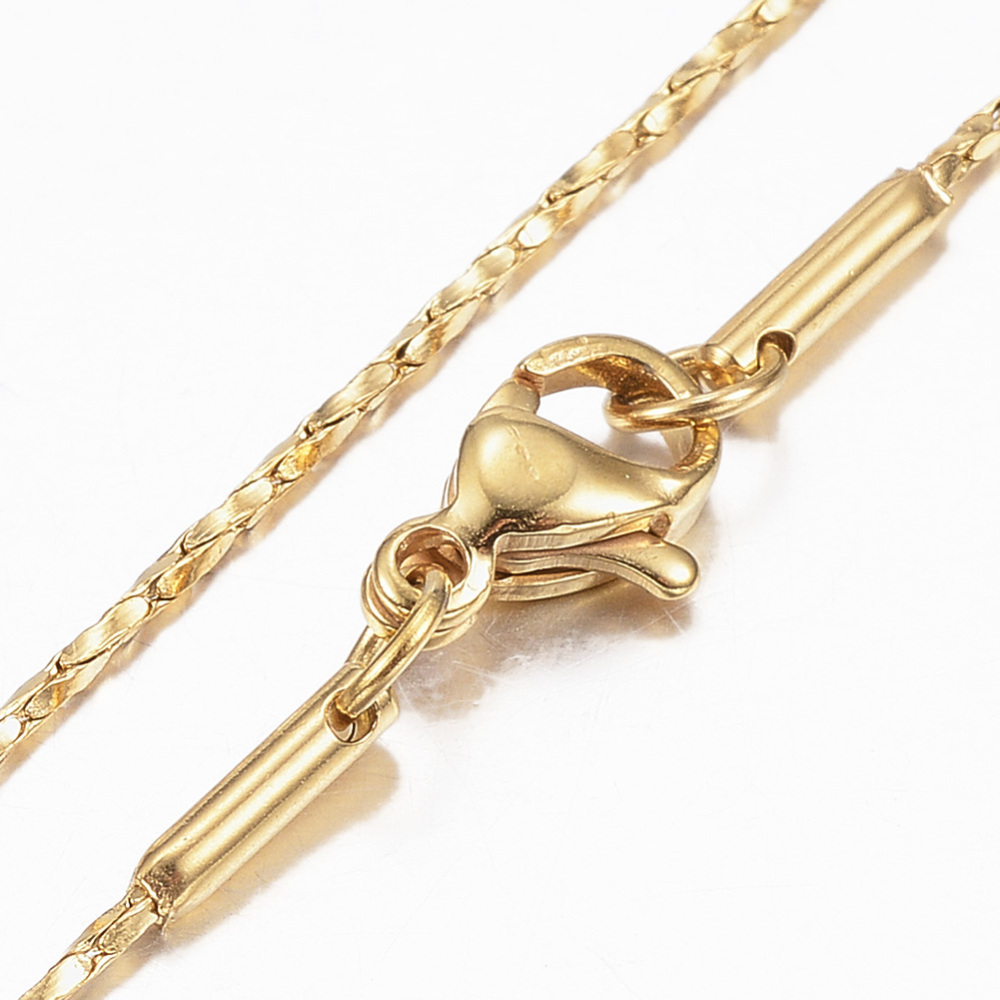 PandaHall 304 Stainless Steel Chain Necklaces, with Lobster Claw Clasps, Golden, 16.54"(42cm); 0.8mm Stainless Steel