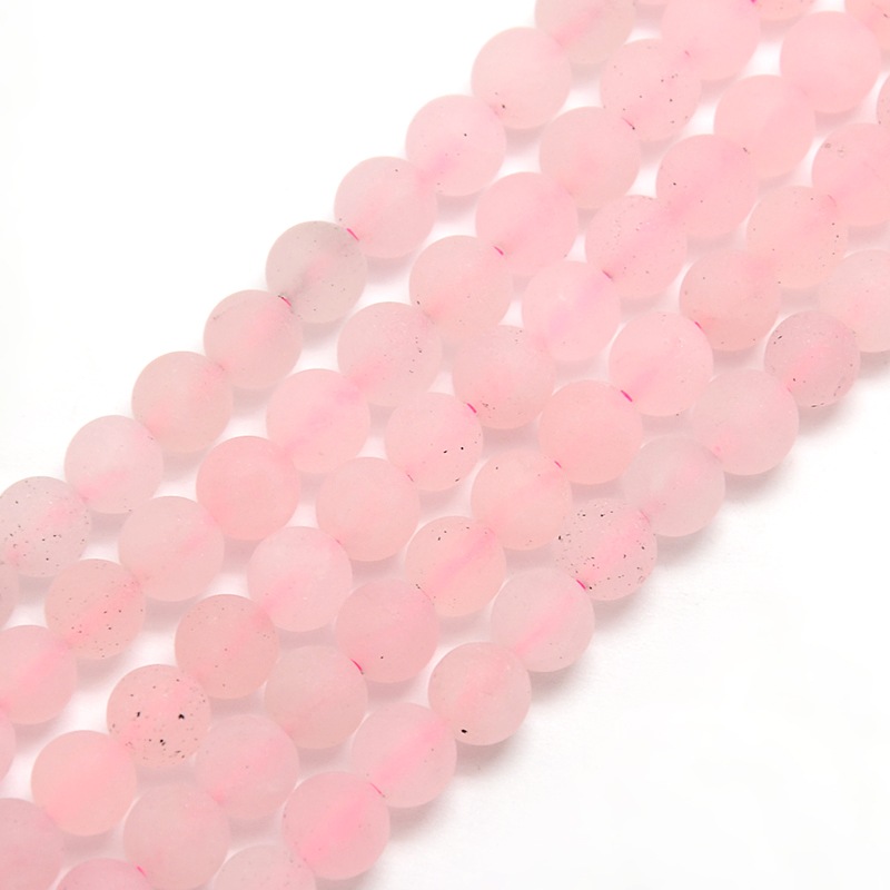 PandaHall Frosted Natural Rose Quartz Round Bead Strands, 4mm, Hole: 1mm; about 93~96pcs/strand, 14.9~15.6" Rose Quartz Round
