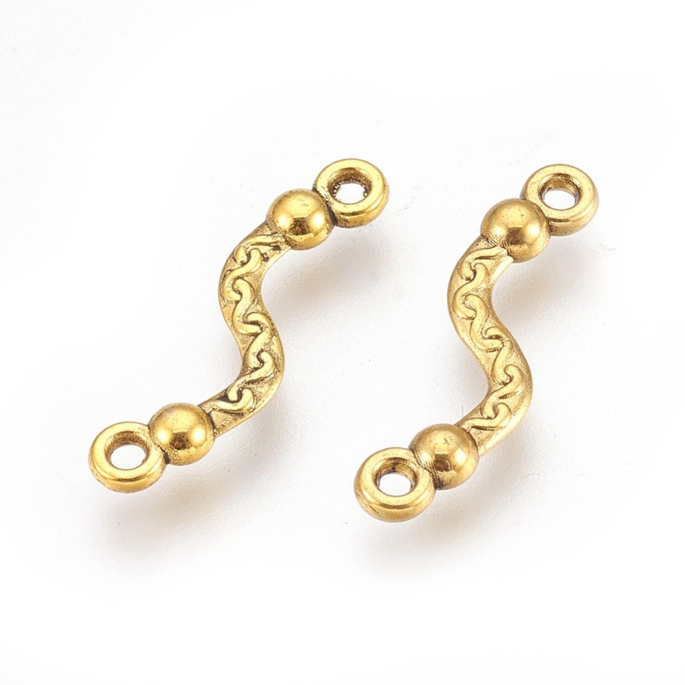 PandaHall Alloy Bar Links, Lead Free and Cadmium Free, Twist, Antique Golden, about 22.5mm long, 6mm wide, 3mm thick, hole: 1.5mm Alloy...