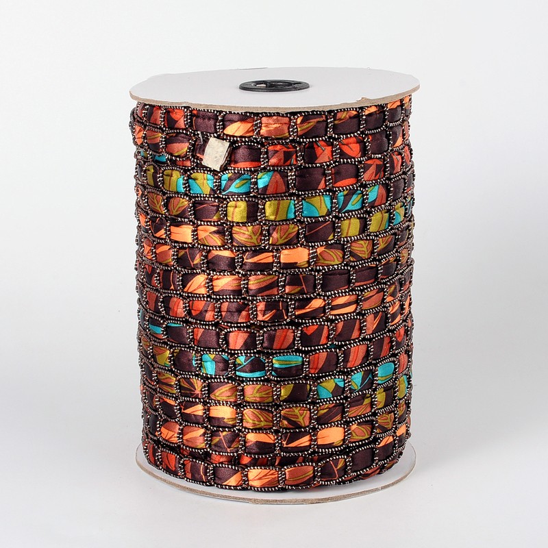 PandaHall Cloth Cord, with Polyester, SaddleBrown, 12x4mm; about 50yards/roll Cloth Brown