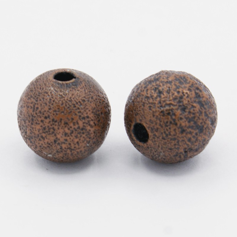 PandaHall Brass Stardust Beads, Nickel Free, Round, Red Copper, Size: about 10mm in diameter, hole: 1.8mm Brass Round