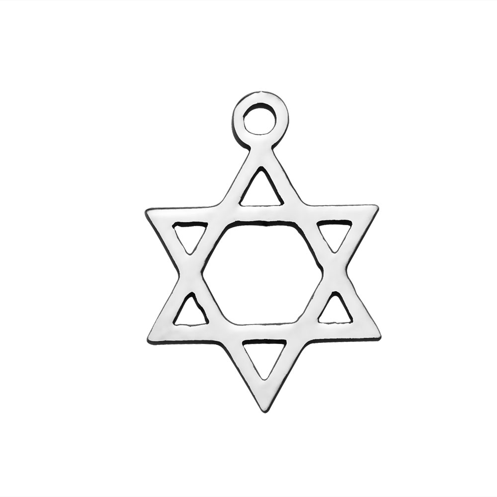 PandaHall 304 Stainless Steel Pendants, Star of David, Stainless Steel Color, 16x12x1mm, Hole: 1.5mm Stainless Steel Star