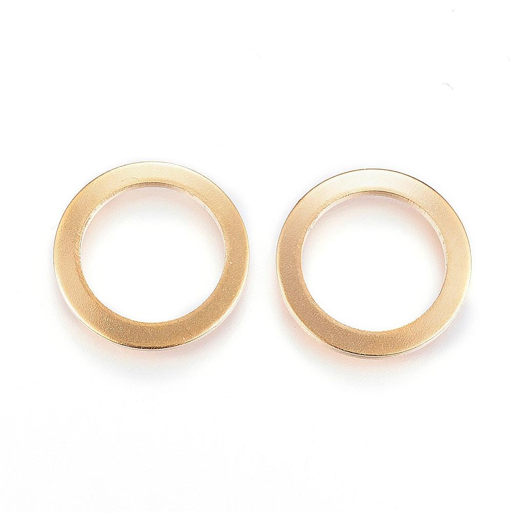 PandaHall 304 Stainless Steel Linking Rings, Golden, 15x1mm Stainless Steel Ring