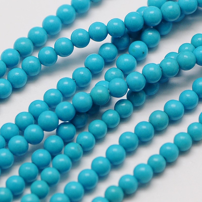PandaHall Natural Chinese Turquoise Bead Strands, Round, 2mm, Hole: 0.8mm; about 184pcs/strand, 16" Natural Turquoise Round