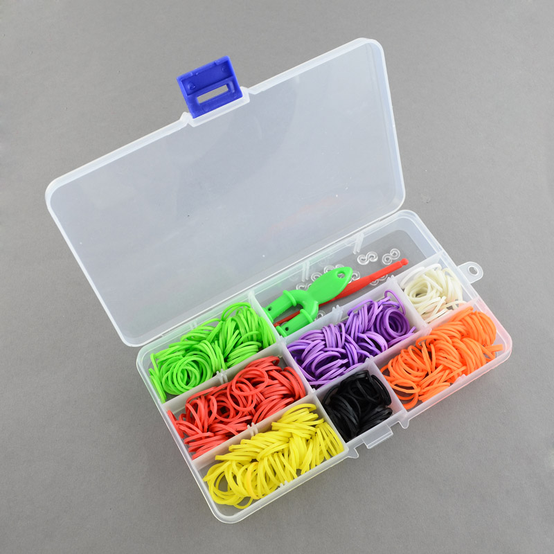 PandaHall Top Selling Children's Toys DIY Colorful Rubber Loom Bands Refill Kit with Accessories, Mixed Color, 175x100x23mm Rubber...