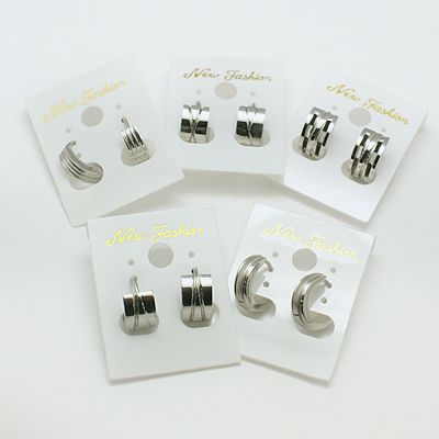 PandaHall Fashion 304 Stainless Steel Huggie Hoop Earrings, Stainless Steel Color, 12~12.5x13~13.5x4~9mm, Pin: 0.8mm Stainless Steel