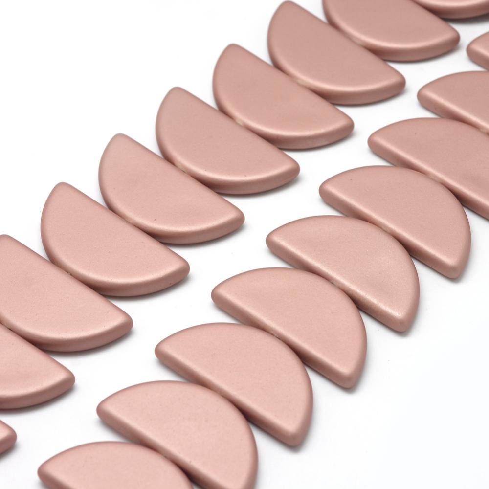 PandaHall Rubberized Style Acrylic Beads Strands, Half Round, DarkSalmon, 38x18x5mm, Hole: 2mm Acrylic Half Round Red