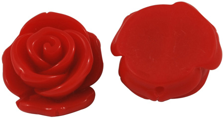 PandaHall Flower Resin Beads, Dyed, Red, about 23mm in diameter, 13mm thick, hole: 2mm Resin Flower Red