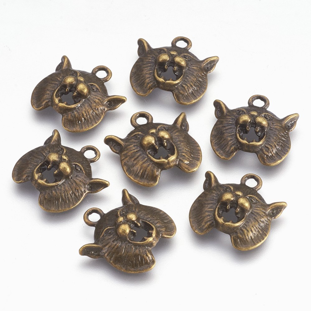 PandaHall Tibetan Silver Alloy Pendant, Lead Free, Cadmium Free and Nickel Free, Lion Head, Antique Bronze Color, about 20mm long, 19mm wide...