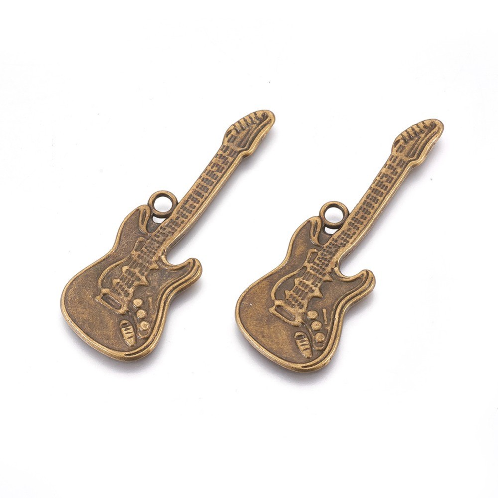 PandaHall Tibetan Style Alloy Guitar Large Pendants, Lead Free and Cadmium Free, Antique Bronze, 53x18x2mm, Hole: 3mm Alloy Musical...