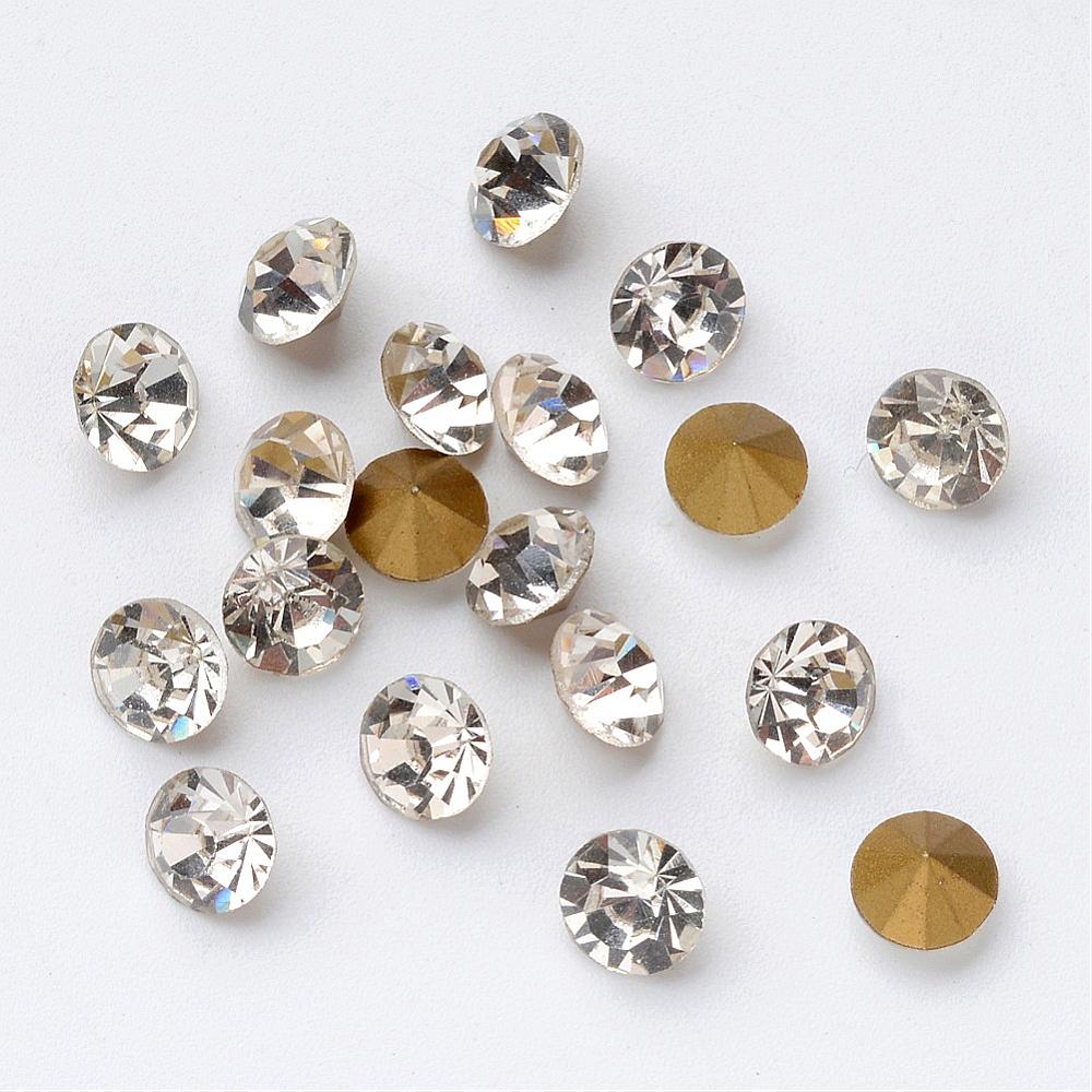PandaHall Glass Rhinestone Cabochons, Diamond Shape, Faceted, Pointed Back & Back Plated, Crystal, 5.5x4mm, about 454pcs/bag Glass...