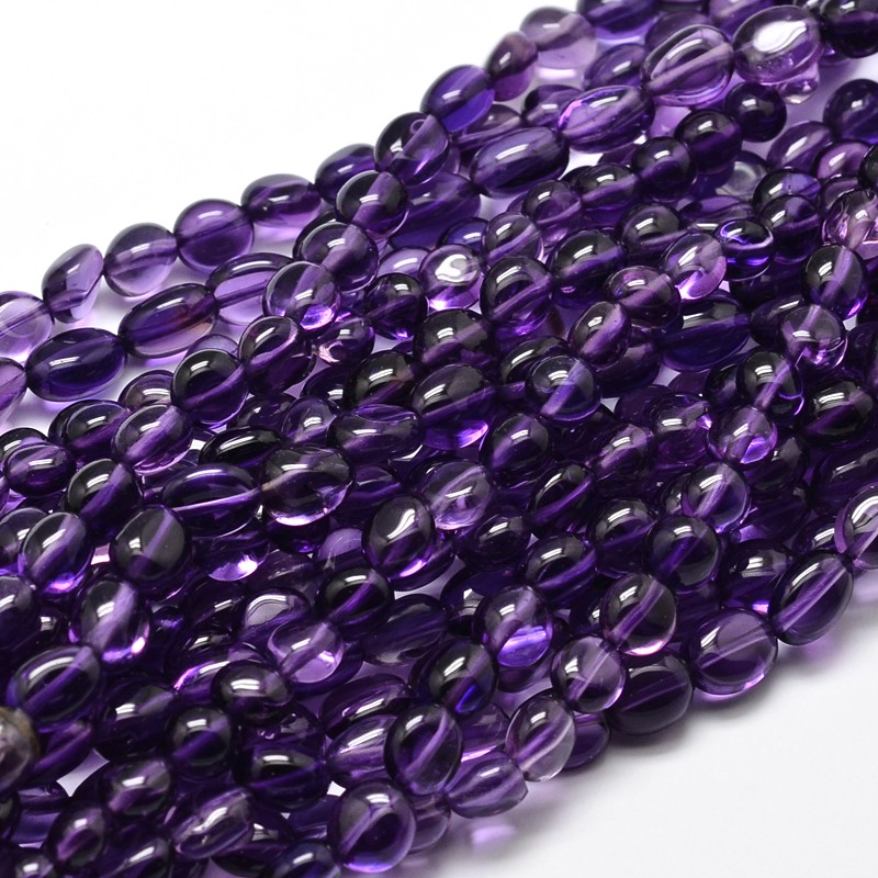 PandaHall Natural Amethyst Nuggets Beads Strands, 5~10x6~7x3~7mm, hole: 1mm; about 14.9"~15.7" Amethyst Nuggets