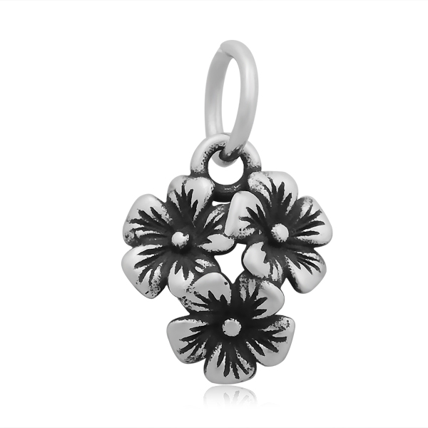 PandaHall Flower 316 Stainless Steel Pendants, Antique Silver, 14x13x4mm, Hole: 5mm Stainless Steel Flower