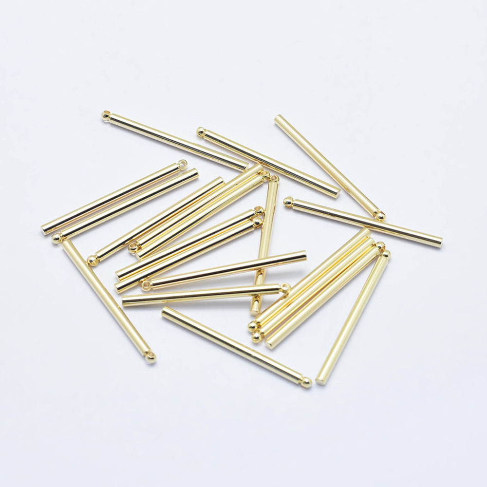 PandaHall Electroplated Brass Pendant, Long-Lasting Plated, Real 18K Gold Plated, Nickel Free, Stick, 30x2mm, Hole: 1mm Brass Others